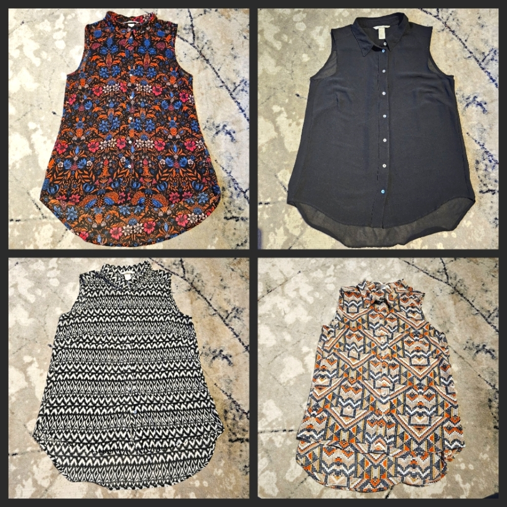 BUNDLE 4 sheer sleevless long blouses